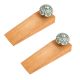 2 Pieces Sea Green Flower Ceramic Wooden Door Stopper
